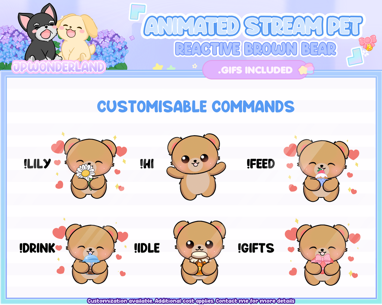 Cute Animated Brown Bear Stream Pet, reacts to commands and alerts | Digital assets | Stream Deco | Twitch Pets animation