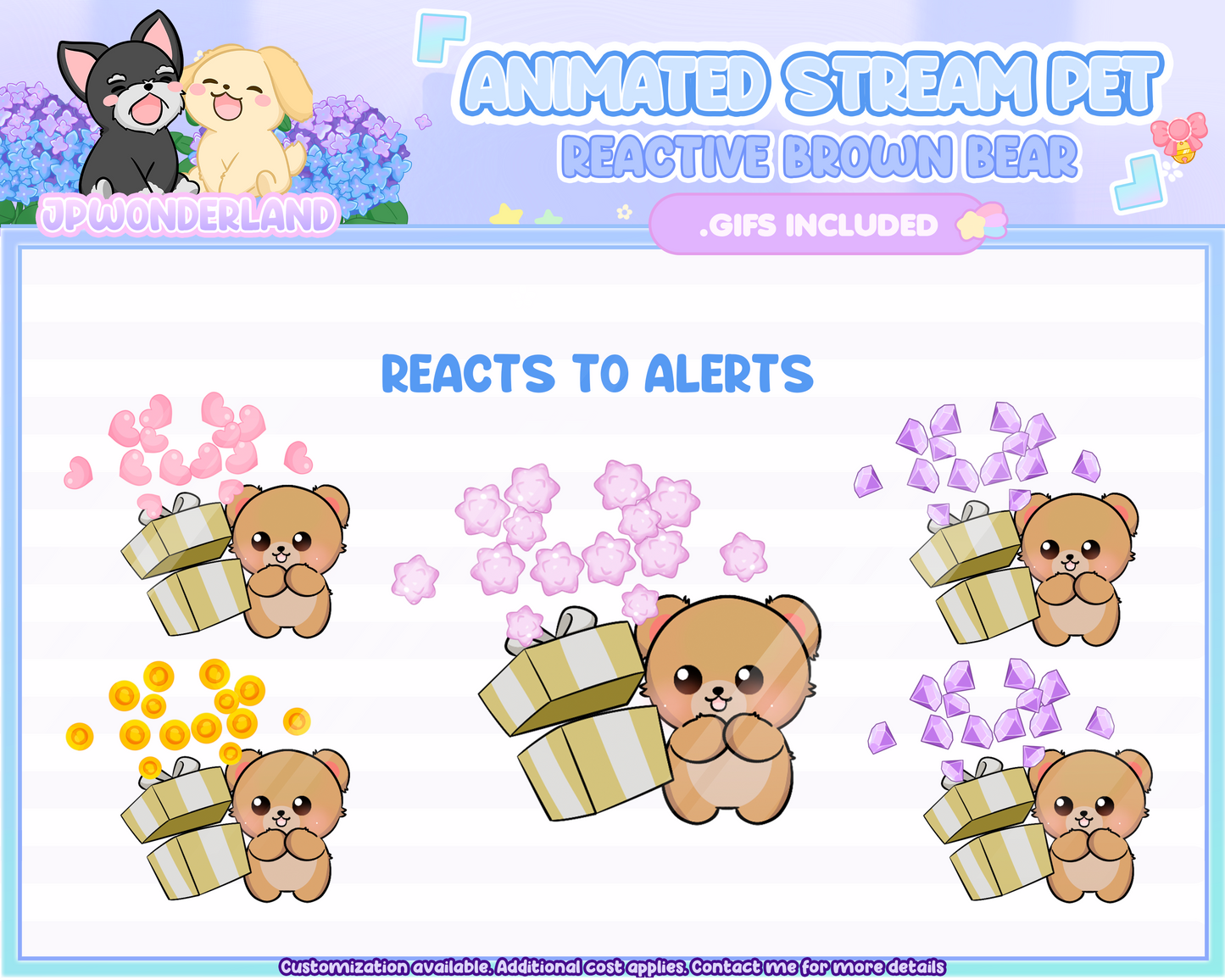 Cute Animated Brown Bear Stream Pet, reacts to commands and alerts | Digital assets | Stream Deco | Twitch Pets animation