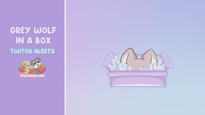 Grey Wolf in a box Animated Twitch Alerts
