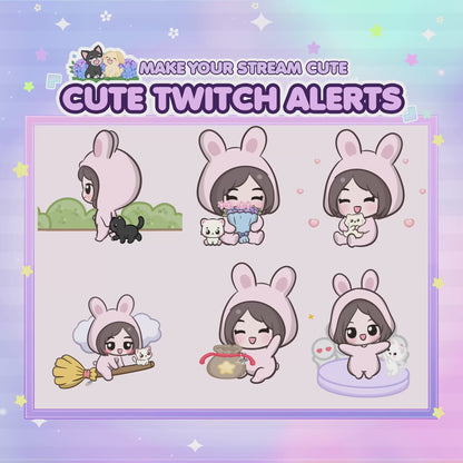 Animated Unique Chibi Girl Twitch Alerts Bundle