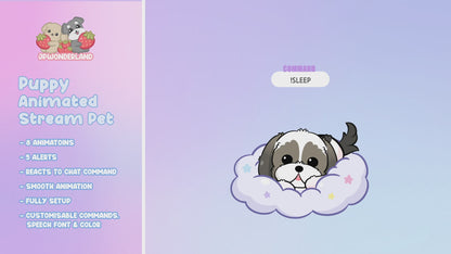 Animated Puppy Stream Pet with 12 expressions, reacts to commands and alerts | Digital assets | Stream Deco | Twitch Pets animation