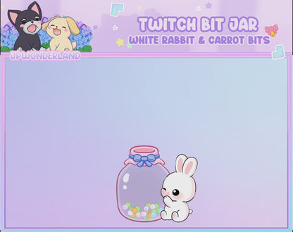 Cute Animated White Rabbit Bit Jar | Digital assets | Stream Deco | Twitch Pets animation | Kawaii Bunny Hype Jar