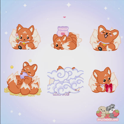 Unique Animated Cute Nine Tailed Fox Twitch Alerts Bundle (Orange) / Kumiho Twitch Alert / Gumiho
