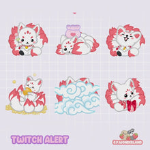 Load and play video in Gallery viewer, Unique Animated Cute Nine Tailed Fox Twitch Alerts Bundle (Red) / Kumiho Twitch Alert / Gumiho
