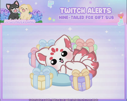 Animated Cute Nine Tailed Fox Twitch Gift Sub Alert / Kumiho Twitch Alert / Gumiho Twitch Overlay