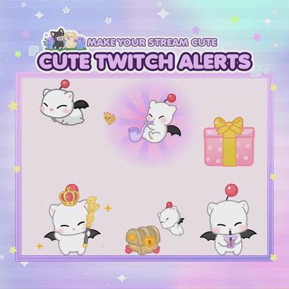 Cute Animated FF Twitch Alerts - Final Fantasy Moogle/ FF Chibi