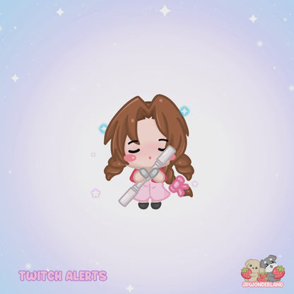 Animated Twitch Alerts - FF Aerith/ FF7 Chibi / Stream Add-on / Twitch Decorations