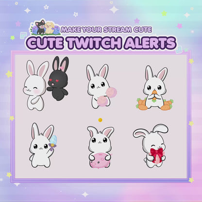 Animated Bunny Twitch Alerts - Unique Bunny Series