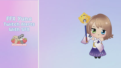 Animated Twitch Alerts With SFX- FFX Yuna/ FF Chibi / Stream Add-on / Twitch Decorations