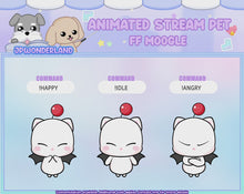 Load and play video in Gallery viewer, Cute Animated Moogle Pet with 6 expressions, reacts to commands and alerts | Digital assets | Stream Deco | Twitch Pets animation
