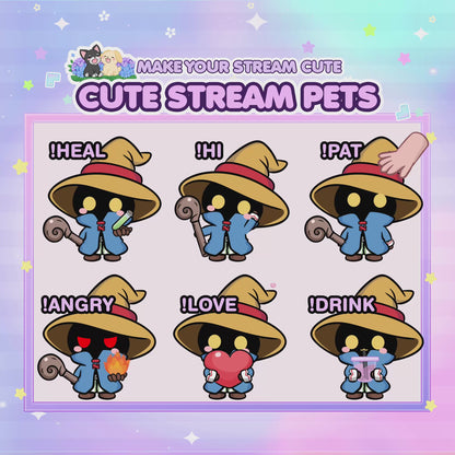 Cute Animated FF Vivi Stream Pet with 13 expressions, reacts to commands and alerts | Digital assets | Stream Deco | Twitch Pets animation