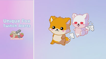 Animated Unique Twitch Alert Bundle - Cute Fox Twitch alerts with SFX / Animated stream alerts / Fox animation / Alerts package