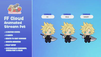 Animated Chibi Cloud Stream Pet with 13 animations, reacts to commands and alerts | Digital assets | Stream Deco | Twitch Pets animation