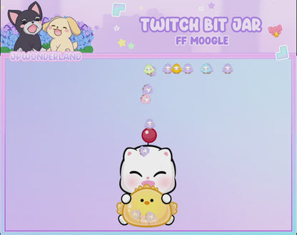 Cute Animated FF Moogle Bit Jar | Digital assets | Stream Deco | Twitch Pets animation | Hype Jar