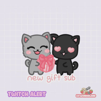 Animated Gray Kitty Twitch Alerts - Gift Sub Alert