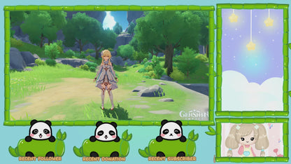 Animated Cute Panda Twitch Overlay compatible with streamlabs / obs studio