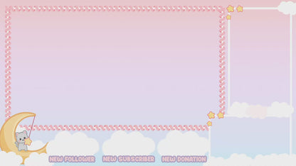 Animated Twitch Overlay -  Kitty on the moon Series
