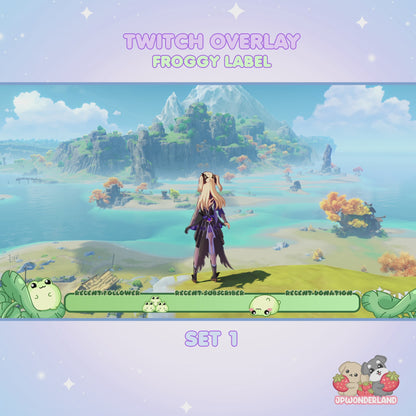 Animated Froggy Twitch Overlay / Stream label bar. Compatible with streamlabs / obs studio / stream elements
