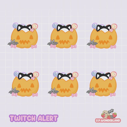 Animated Halloween Kitty Twitch Alerts