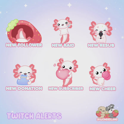 Animated Bunny Twitch Alerts - Unique Axolotl Series