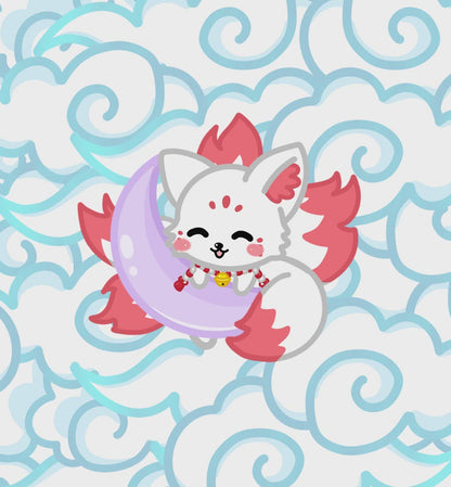 Animated Twitch Stinger Transition - Nine Tailed Fox hugging moon
