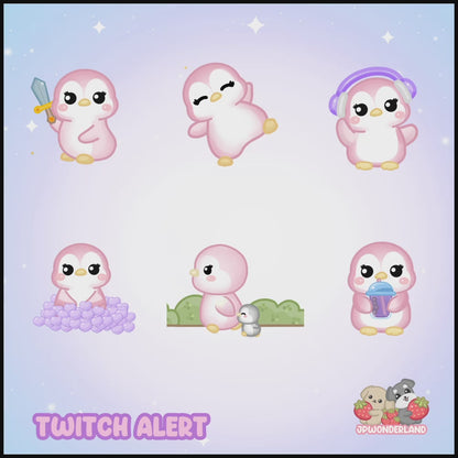 Unique Animated Penguin Twitch Alerts
