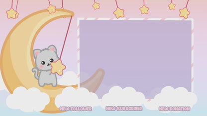 Animated Twitch Webcam -  Kitty on the Moon Series