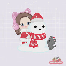 Load and play video in Gallery viewer, Animated Twitch Alerts - Chibi Making Snowman with kitty
