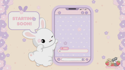 Animated Rabbit Twitch Screens / Starting Soon / Be Right Back / Thanks for watching / Chat Widget / Stream Screens