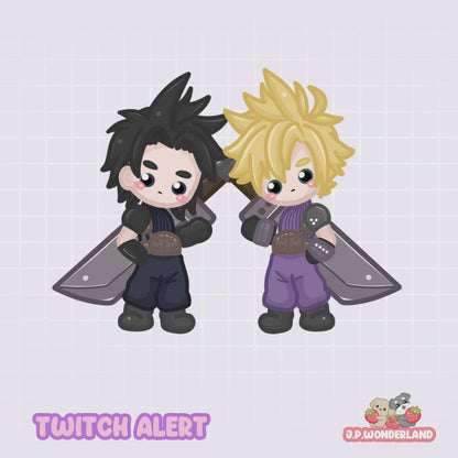 Animated FF7 Twitch Alerts - Final Fantasy VII Cloud & Zack/ FF7 Chibi