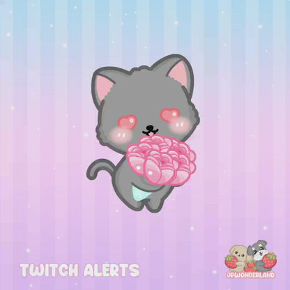 Cute Animated Gray Kitty Twitch Alerts - Resub Alert | Stream Alerts