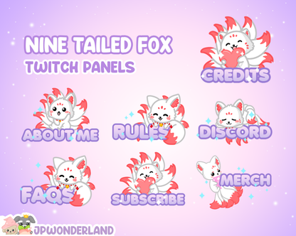 Cute Unique Nine Tailed Fox Twitch Panels / Gumiho / Kumiho