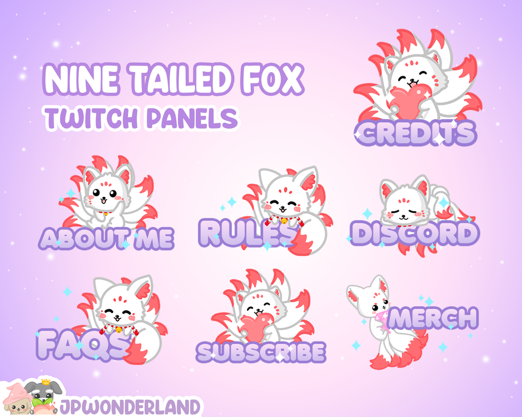 Cute Unique Nine Tailed Fox Twitch Panels / Gumiho / Kumiho