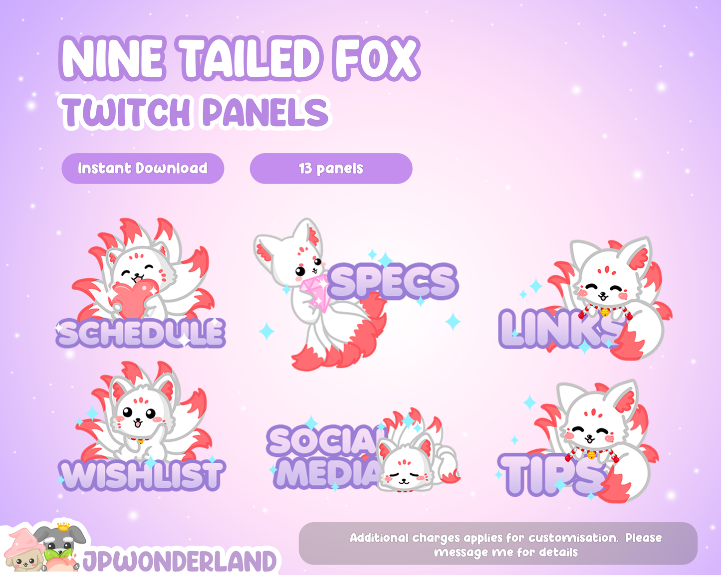 Cute Unique Nine Tailed Fox Twitch Panels / Gumiho / Kumiho