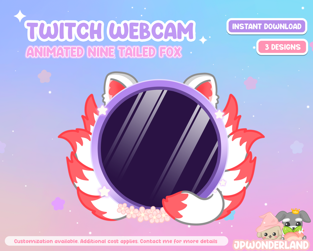 Animated Nine Tailed Fox / Kumiho / Gumiho Twitch Webcam for Streamlabs and OBS Studio