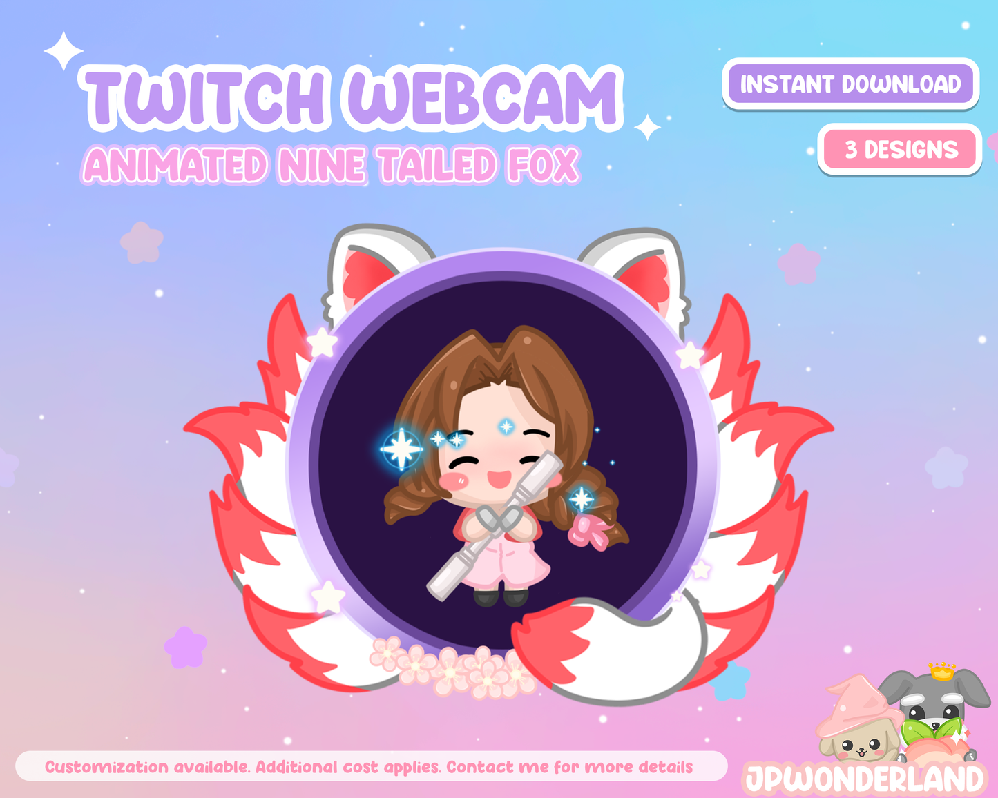 Animated Nine Tailed Fox / Kumiho / Gumiho Twitch Webcam for Streamlabs and OBS Studio