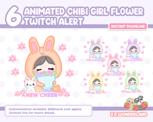 Load image into Gallery viewer, Animated Chibi Girl with Flowers Twitch Alerts / Stream Alerts
