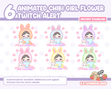 Load image into Gallery viewer, Animated Chibi Girl with Flowers Twitch Alerts / Stream Alerts
