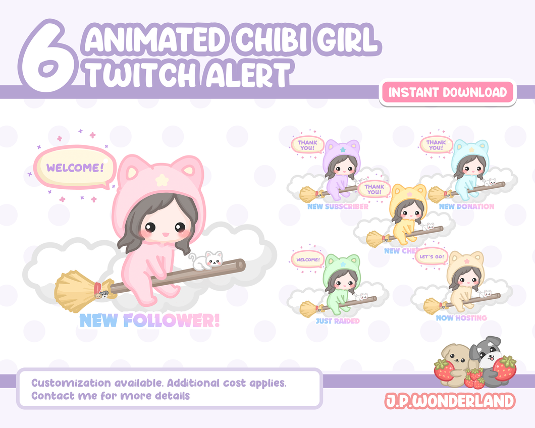 Animated Chibi Girl Twitch Alerts / Stream Alerts