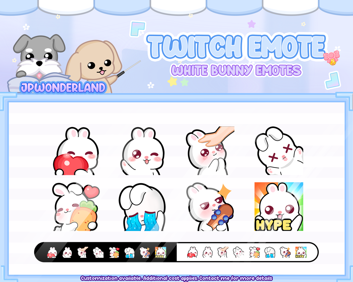 White bunny/rabbit Twitch Emotes / Twitch Overlay / Stream Emote / Discord Emotes