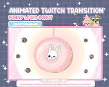 Load image into Gallery viewer, Animated Twitch Stinger Transition - Bunny Loves Donut!
