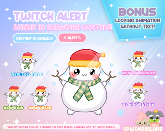 Animated Twitch Alerts - Bunny Snowman