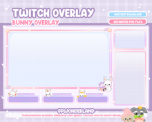Load image into Gallery viewer, Cute Bunny / Rabbit Twitch Overlay compatible with streamlabs / obs studio / stream elements
