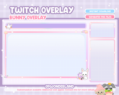 Cute Bunny / Rabbit Twitch Overlay compatible with streamlabs / obs studio / stream elements