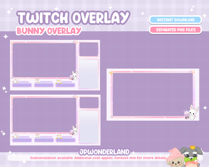 Cute Bunny / Rabbit Twitch Overlay compatible with streamlabs / obs studio / stream elements