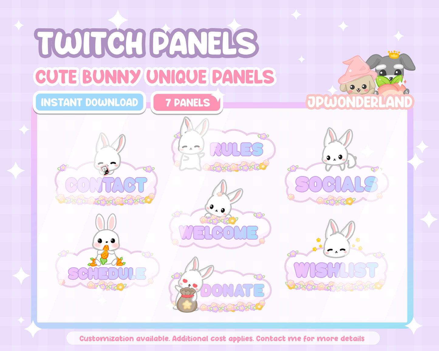 Cute Unique Bunny Twitch Panels