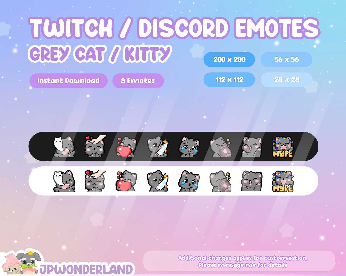 Grey Cat / Kitty Twitch Emotes / Twitch Overlay / Stream Emote / Discord Emotes