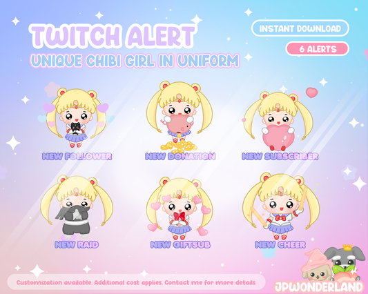 Unique animated Chibi Girl Twitch Alerts / Stream Alert