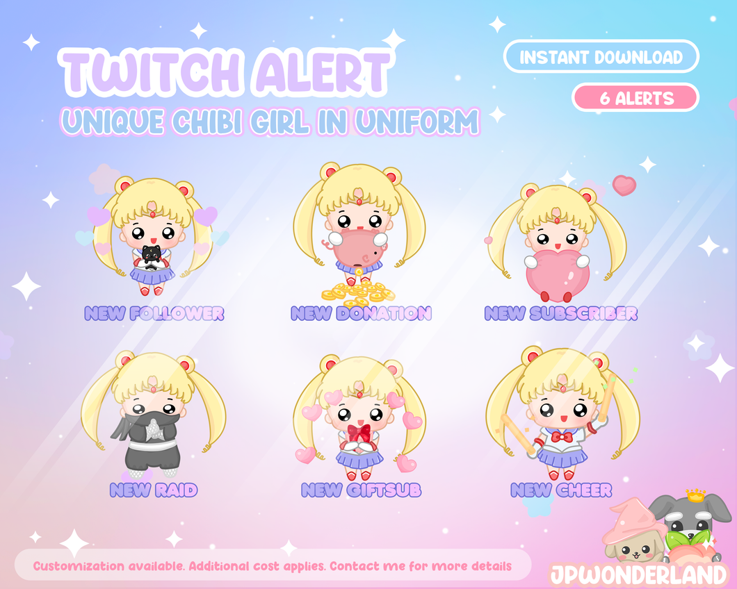 Unique animated Chibi Girl Twitch Alerts / Stream Alert