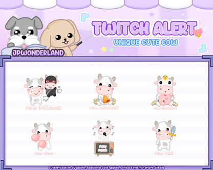 Animated Twitch Alerts Bundle - Unique Cow Series